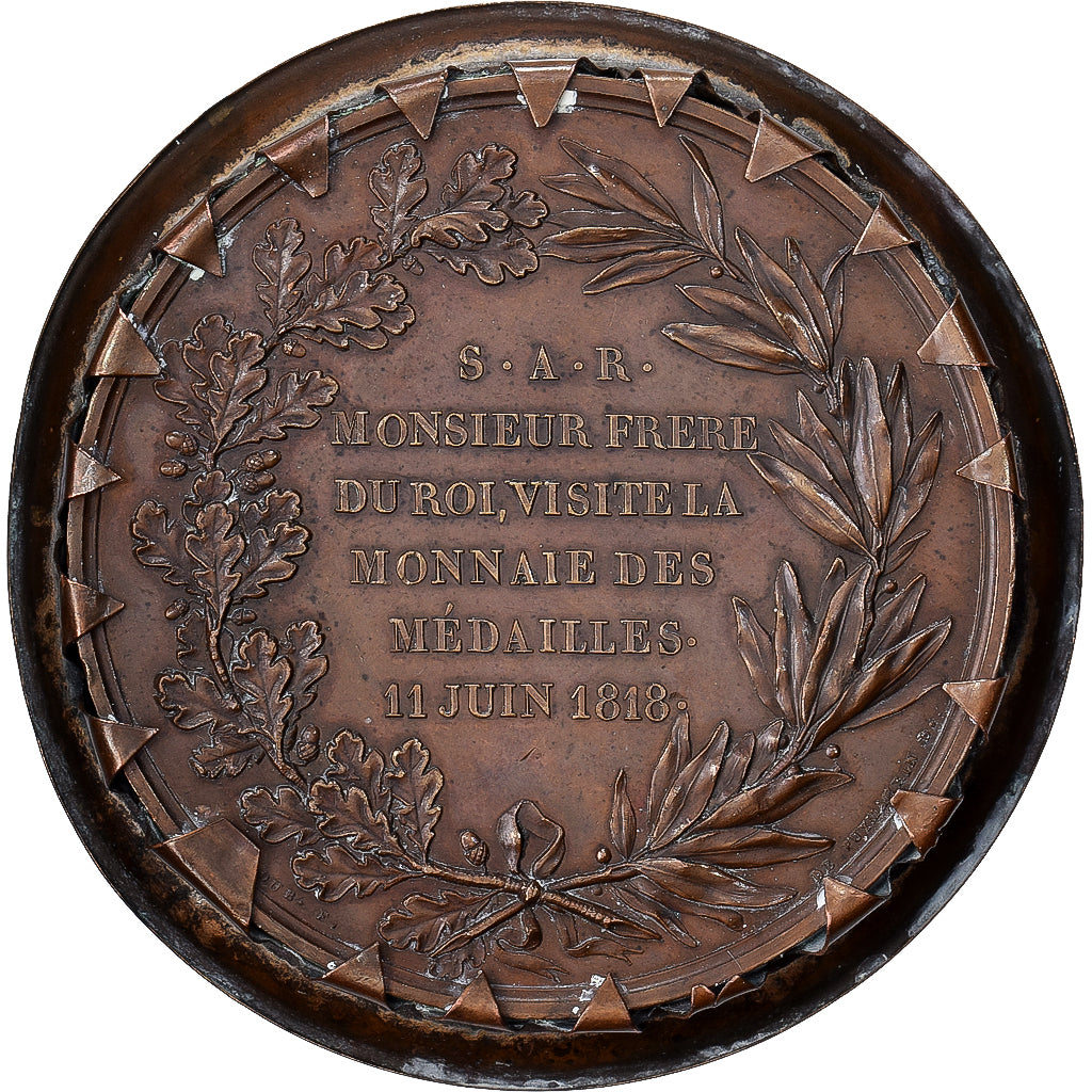 França, medalha, Visite à la Monnaie, Charles-Philippe de France, 1818