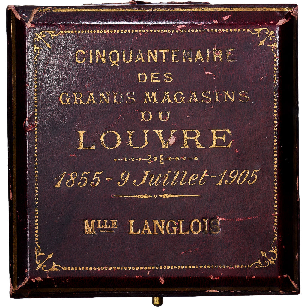 França, medalha, Cinquantenaire des Grands Magasins du Louvre, 1905, Prata