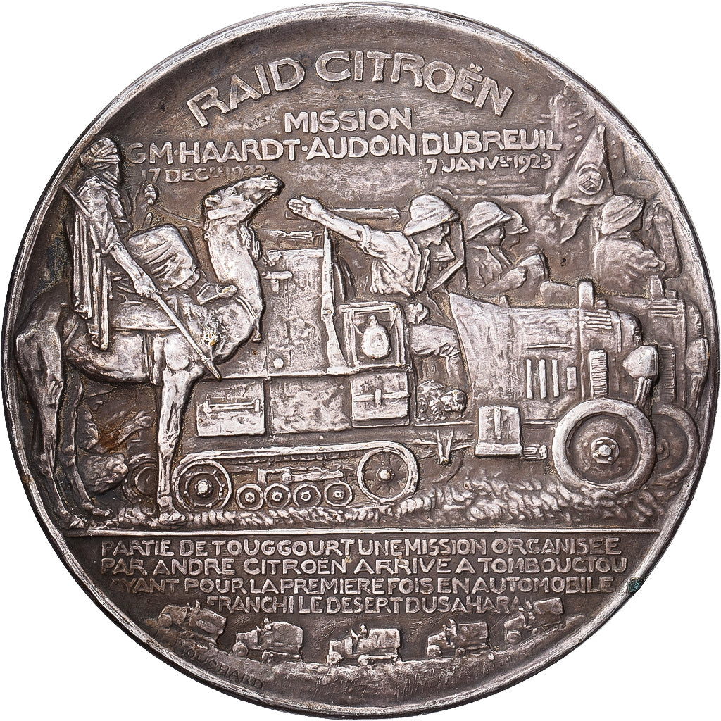 France, Medal, Raid Citroën, Mission GM-Haardt-Audouin Dubreuil, 1923, Silvered