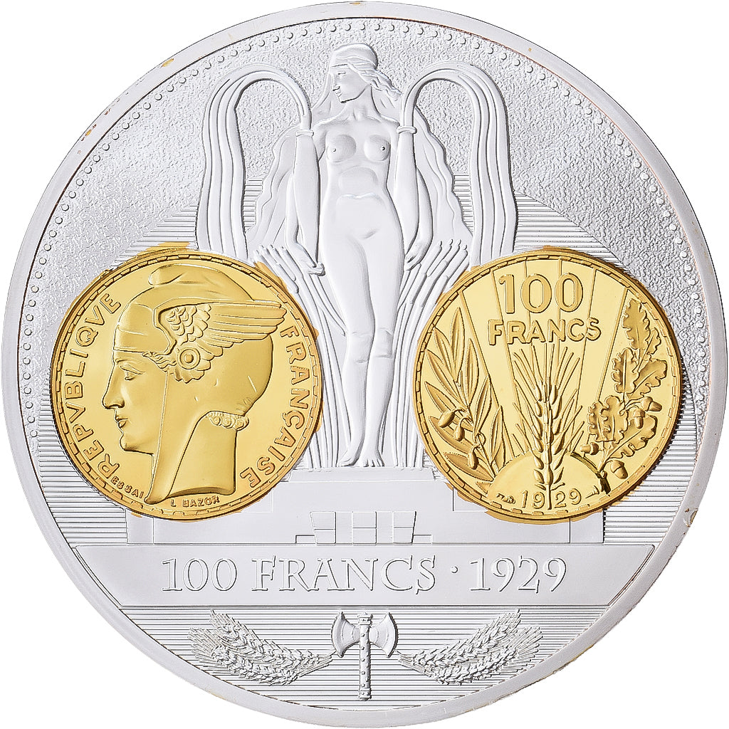 Francja, medal, Histoire de la Monnaie Française, 100 Francs Bazor 1929, Miedź