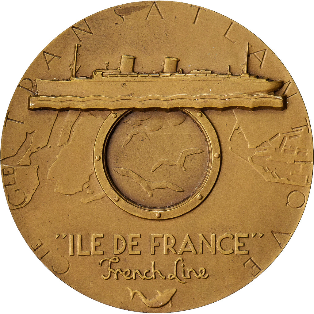 Francia, medaglia, Compagnie Générale Transatlantique, Ile-de-France, Bronzo