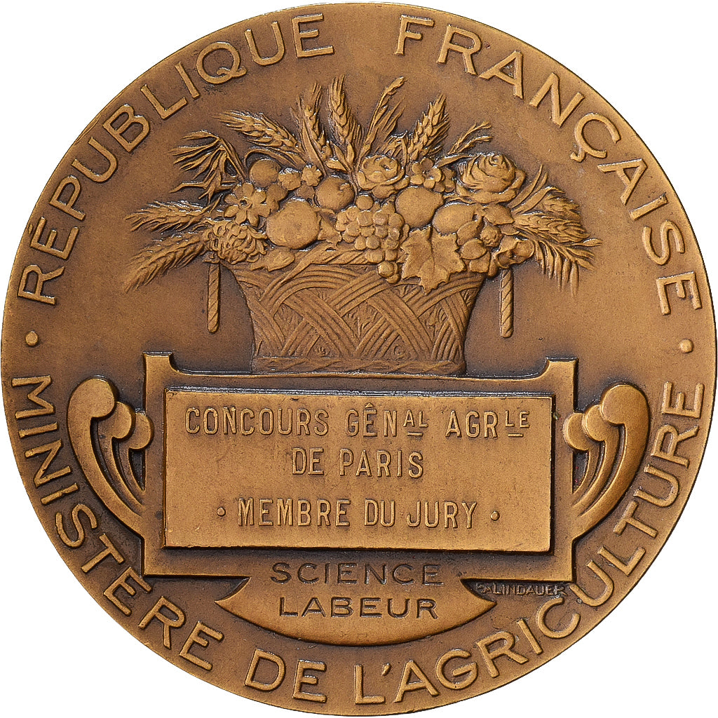 France, Medal, Concours Général agricole, Bronze, Lindauer, MS(63)
