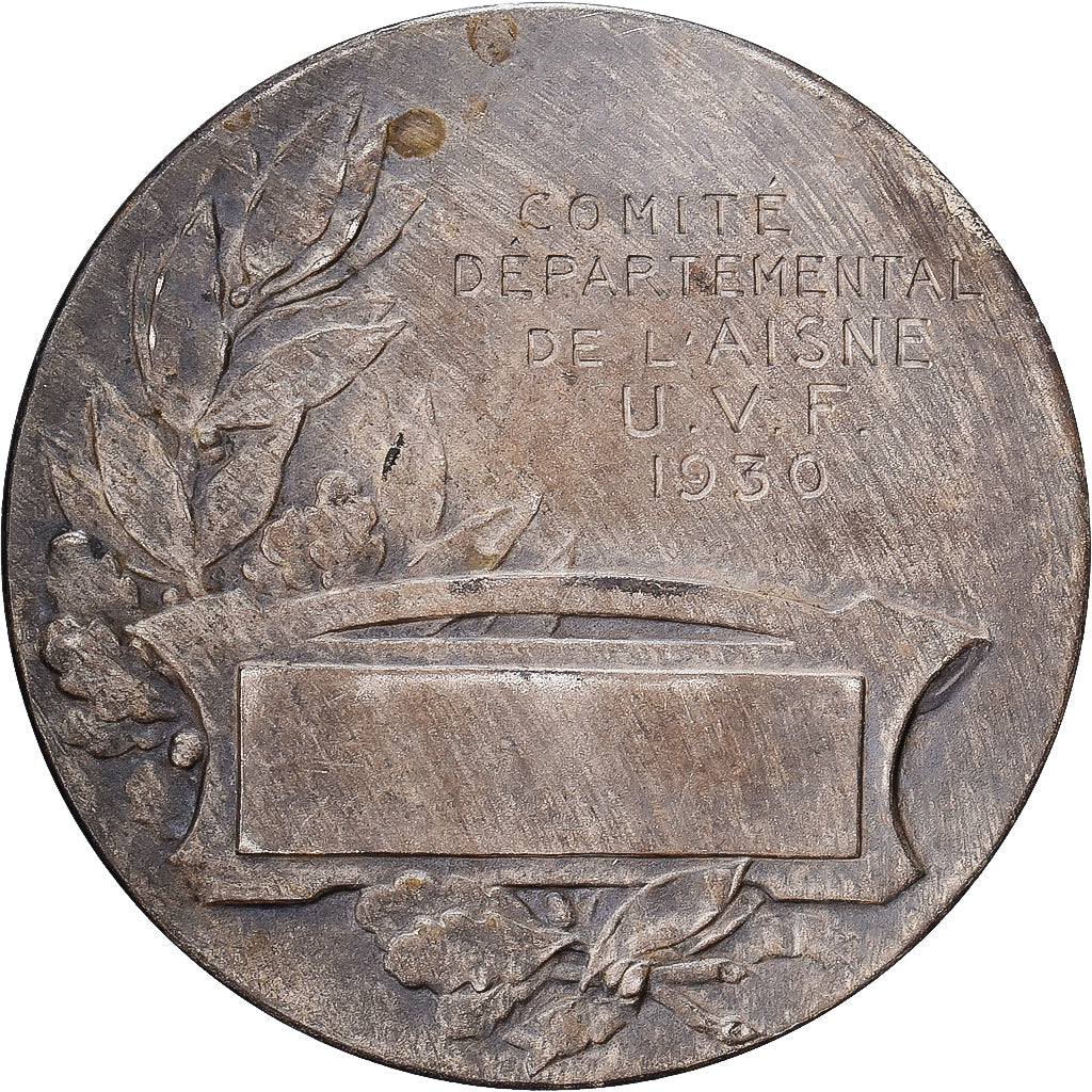 France, Medal, U.V.F, Comité de l'Aisne, 1930, Silvered bronze, Fraisse
