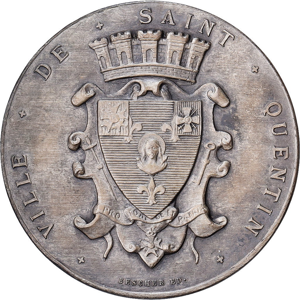 France, Medal, Ville de Saint Quentin, Silvered bronze, Bescher, AU(55-58)