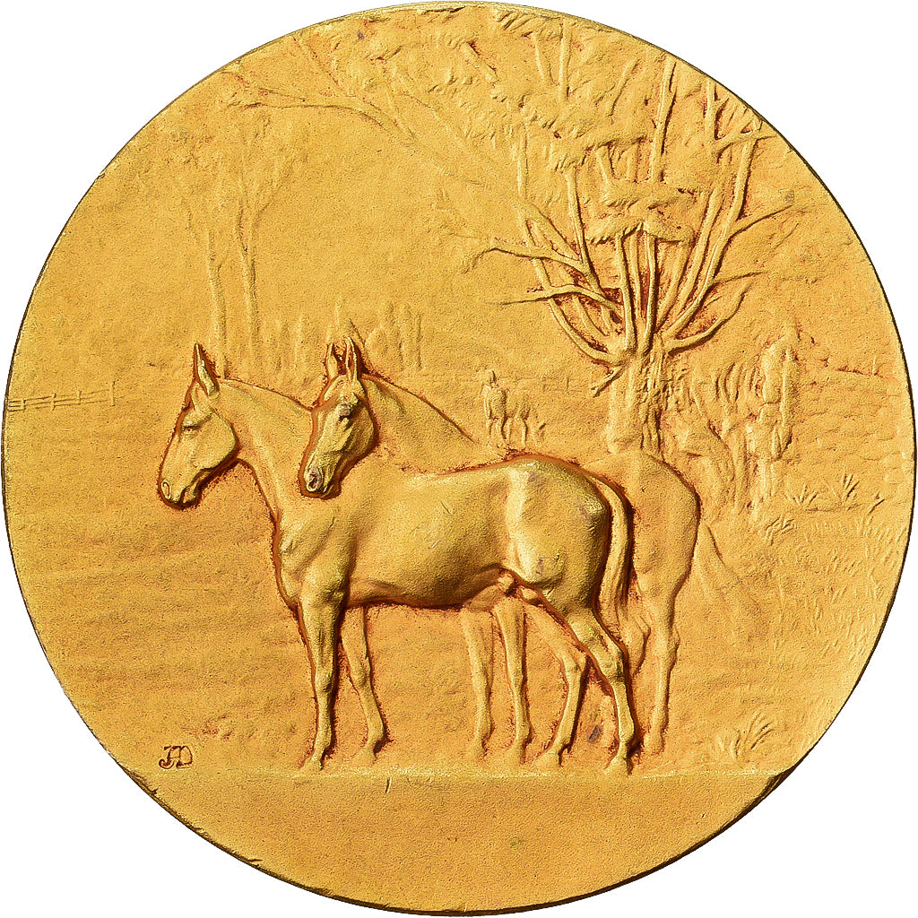 Frankreich, Medaille, Chevaux, Haras, Gilt Bronze, Alphée Dubois, SS