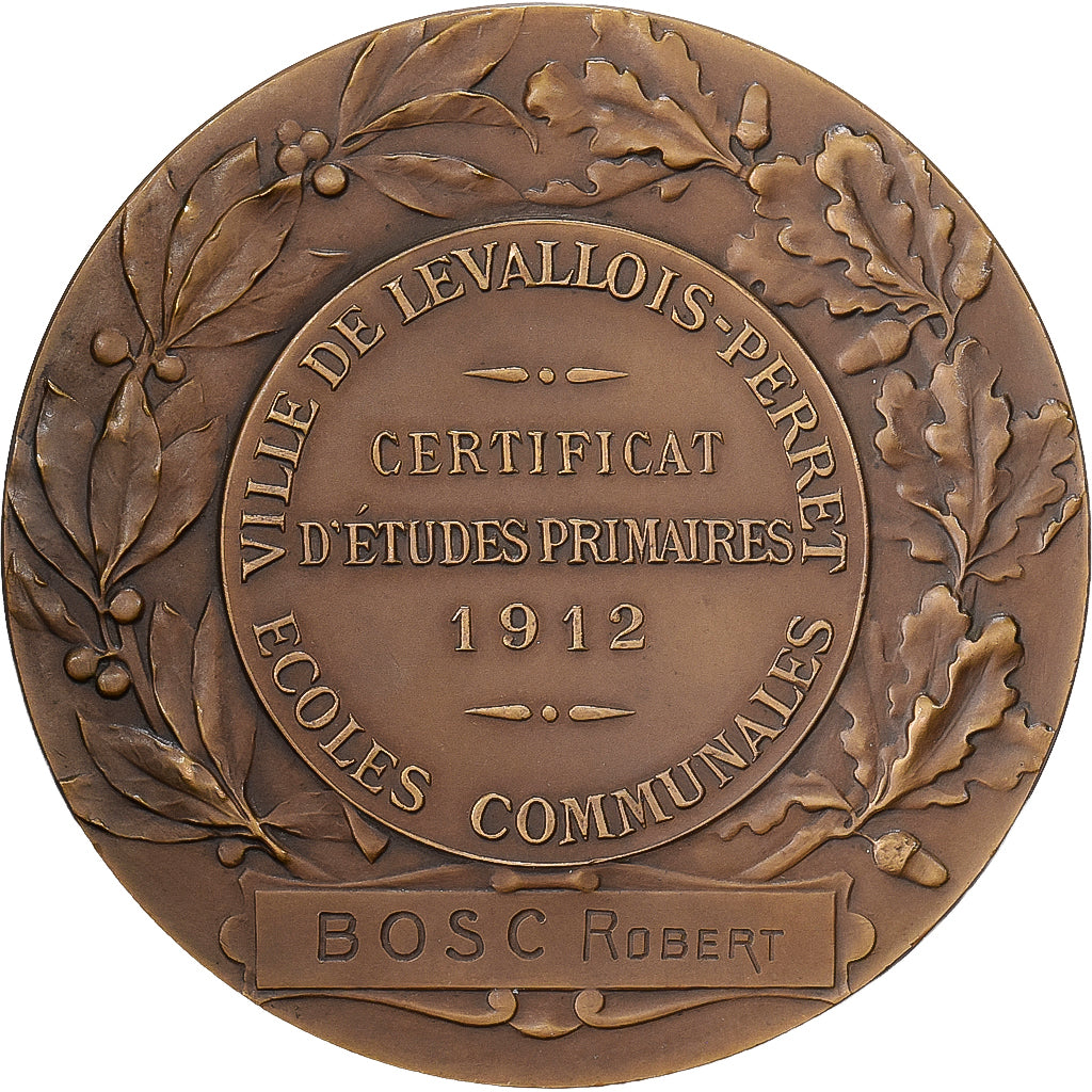 França, medalha, Certificat d'Etudes Primaires, Ville de Levallois-Perret