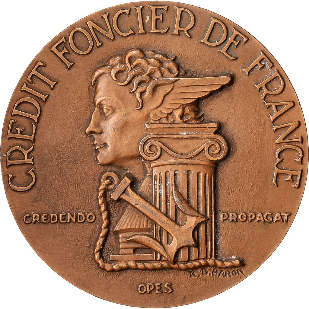 Francja, medal, Banque, Crédit Foncier de France, 1952, Brązowy, Baron, MS(63)