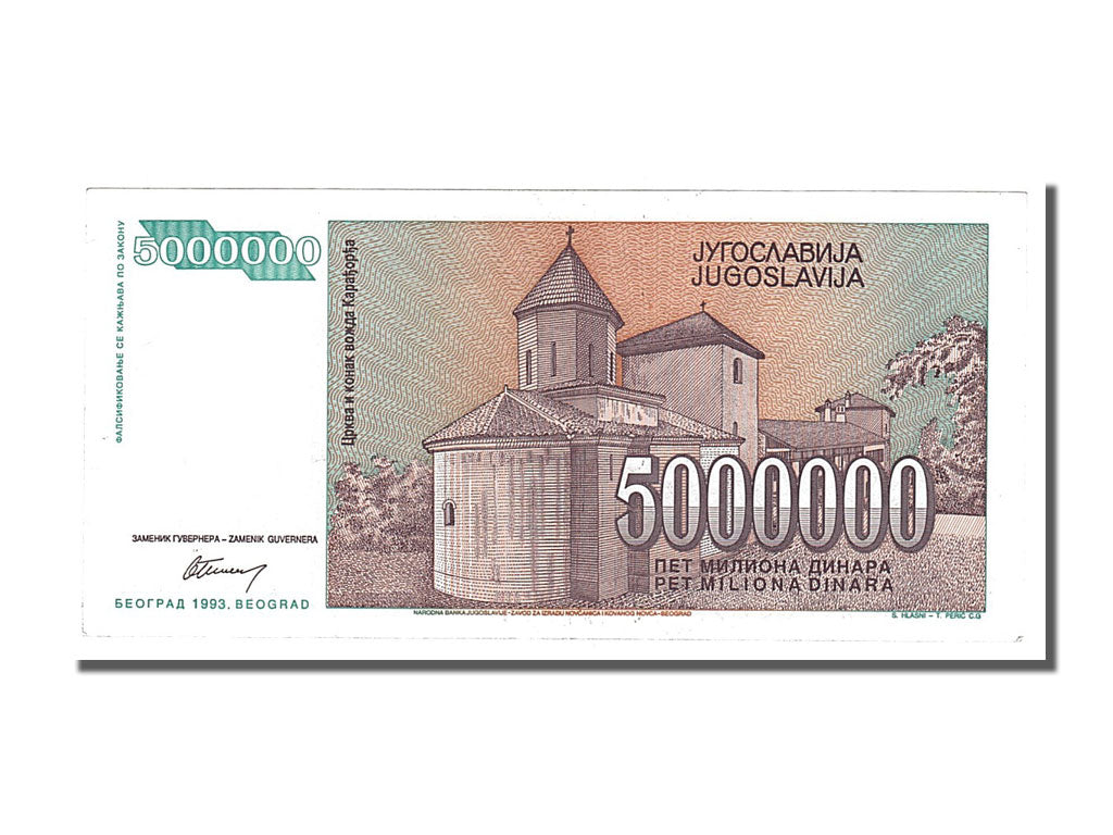 Banconote, Iugoslavia, 5,000,000 Dinara, 1993, FDS