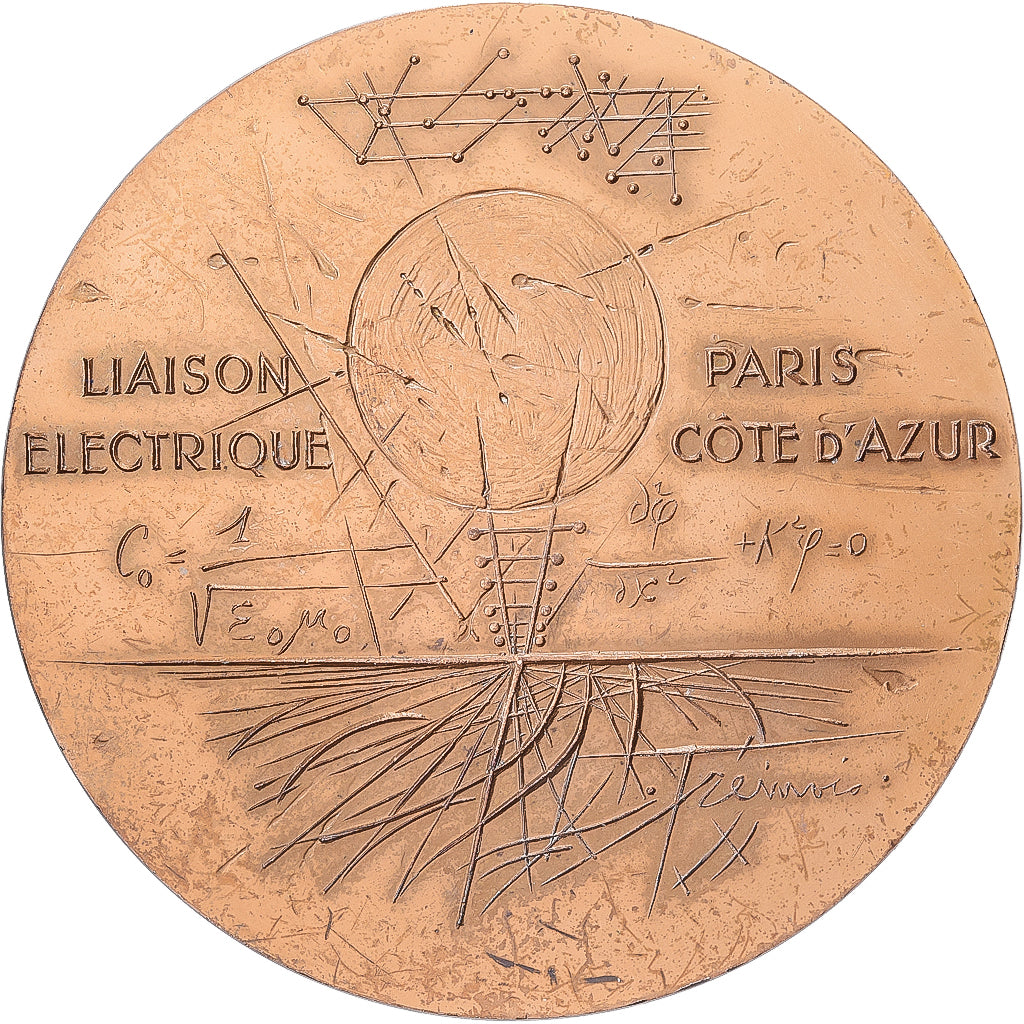 Francia, medalla, Liaison électrique Paris - Côte d'Azur, 1969, Bronce, EBC