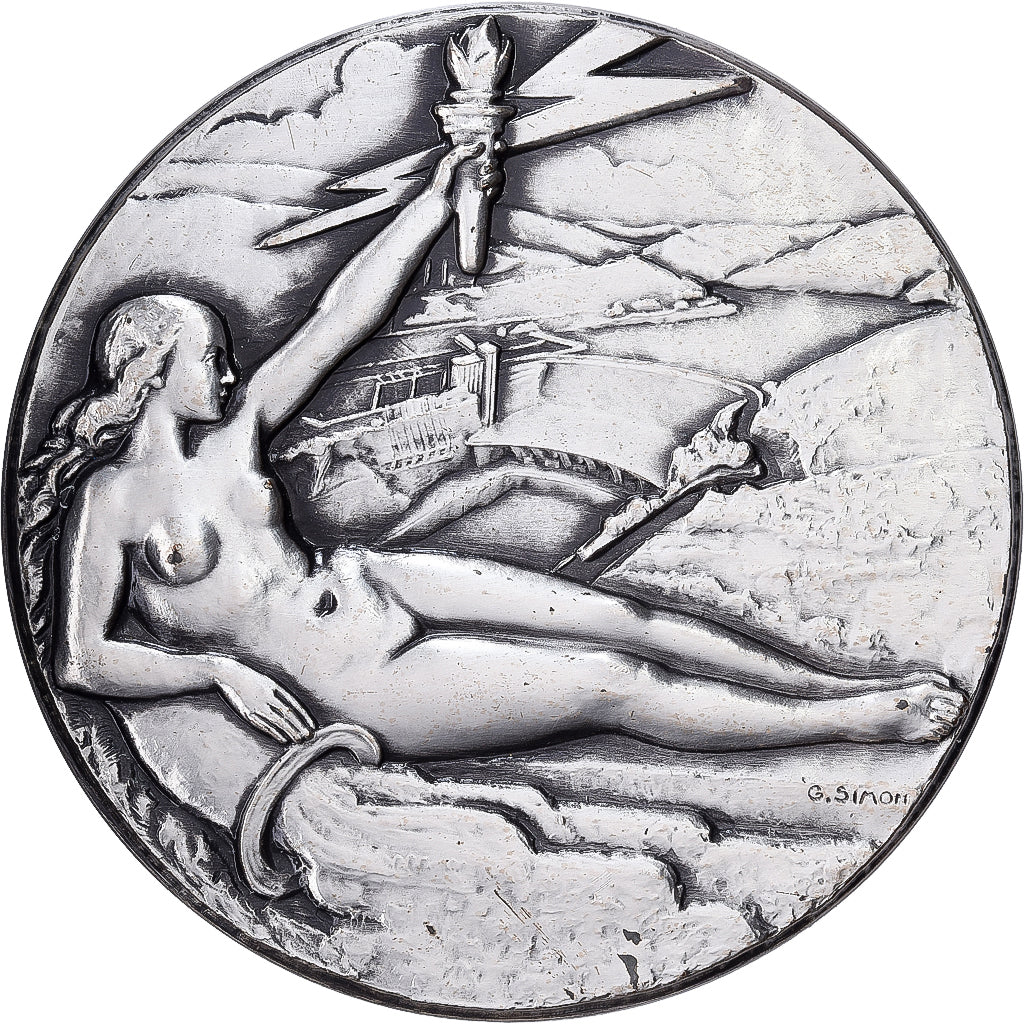 France, Médaille, R.M.G, 1970, Bronze argenté, SPL, Simon, Gaz de Bordeaux