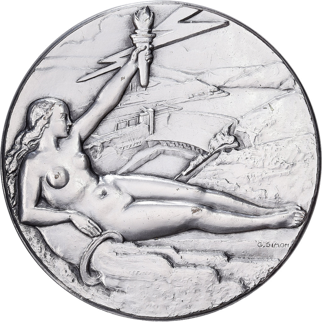 Francia, medaglia, R.M.G, 1975, Bronzo argentato, Simon, Gaz de Bordeaux, SPL