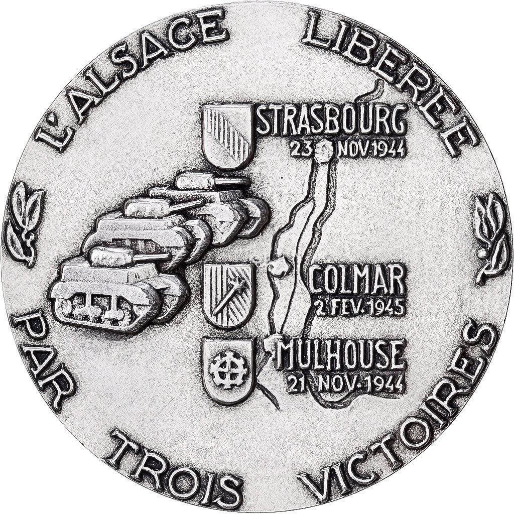France, Medal, Seconde Guerre Mondiale, L'Alsace Libérée, Silvered bronze