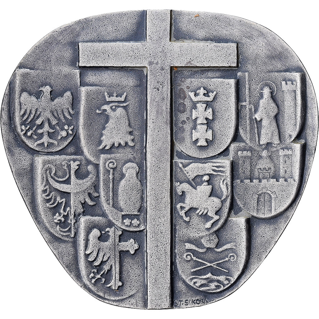 Polen, Medaille, Création des Evêchés Polonais, 1972, Silvered bronze