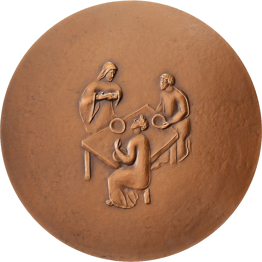 Francia, medaglia, Le Partage du pain, Jean Guitton, Philosophe, Bronzo