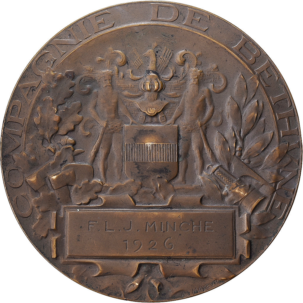 France, Medal, Compagnie des Mines de Béthune, 1926, Bronze, Mayeur, EF(40-45)