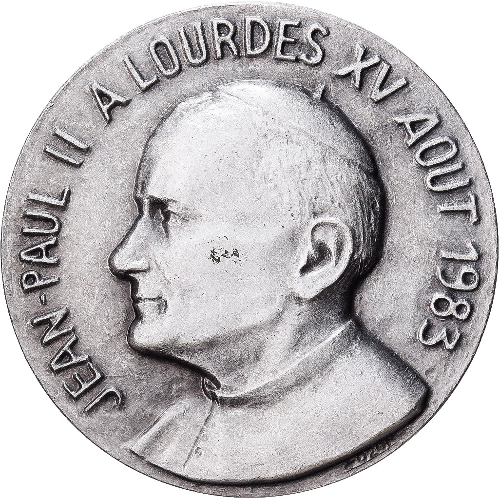 Francia, medaglia, Jean-Paul II à Lourdes, 1983, Bronzo argentato, SPL