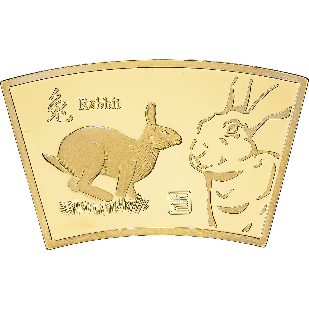 China, medalha, Année du lapin, Cobre Dourado, MS(65-70)