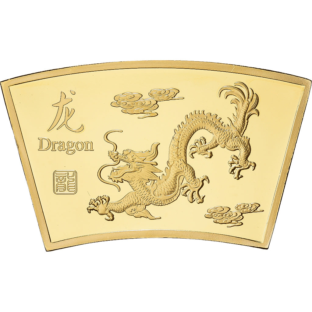 China, Medaille, Année du Dragon, Copper Gilt, STGL