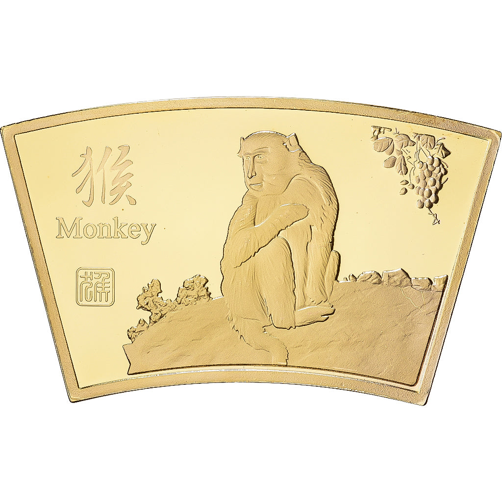 Cina, medaglia, Année du singe, Rame dorato, FDC