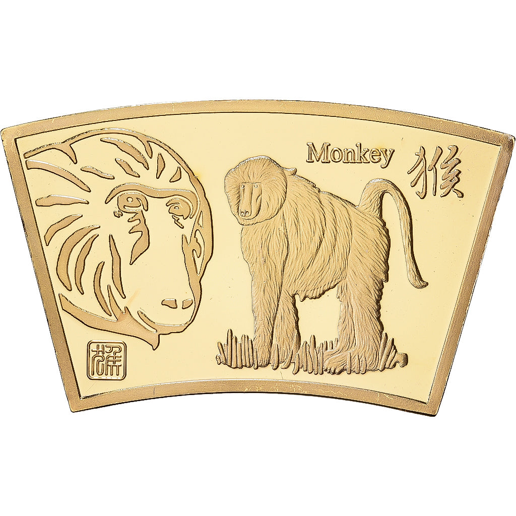 China, Medaille, Année du singe, Copper Gilt, STGL