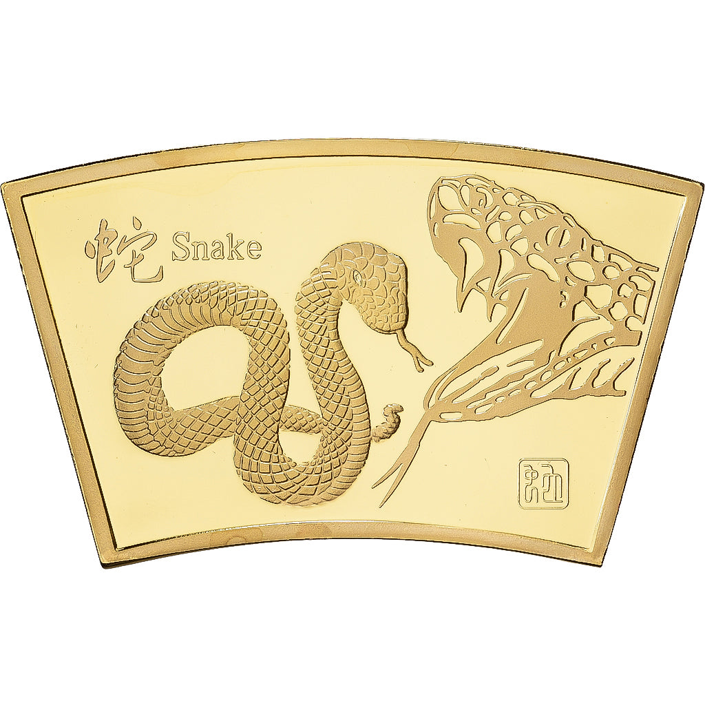 China, Medaille, Année du serpent, Copper Gilt, STGL