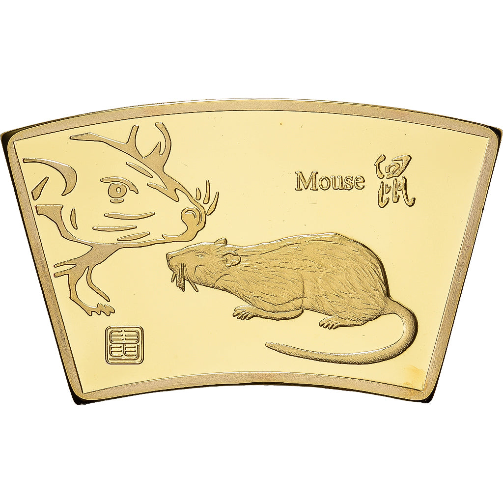 Cina, medaglia, Année du Rat, Rame dorato, FDC