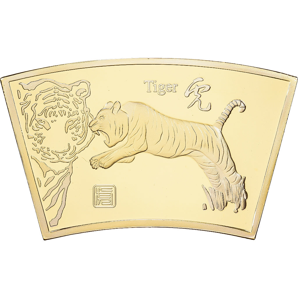China, Medaille, Année du Tigre, Copper Gilt, STGL