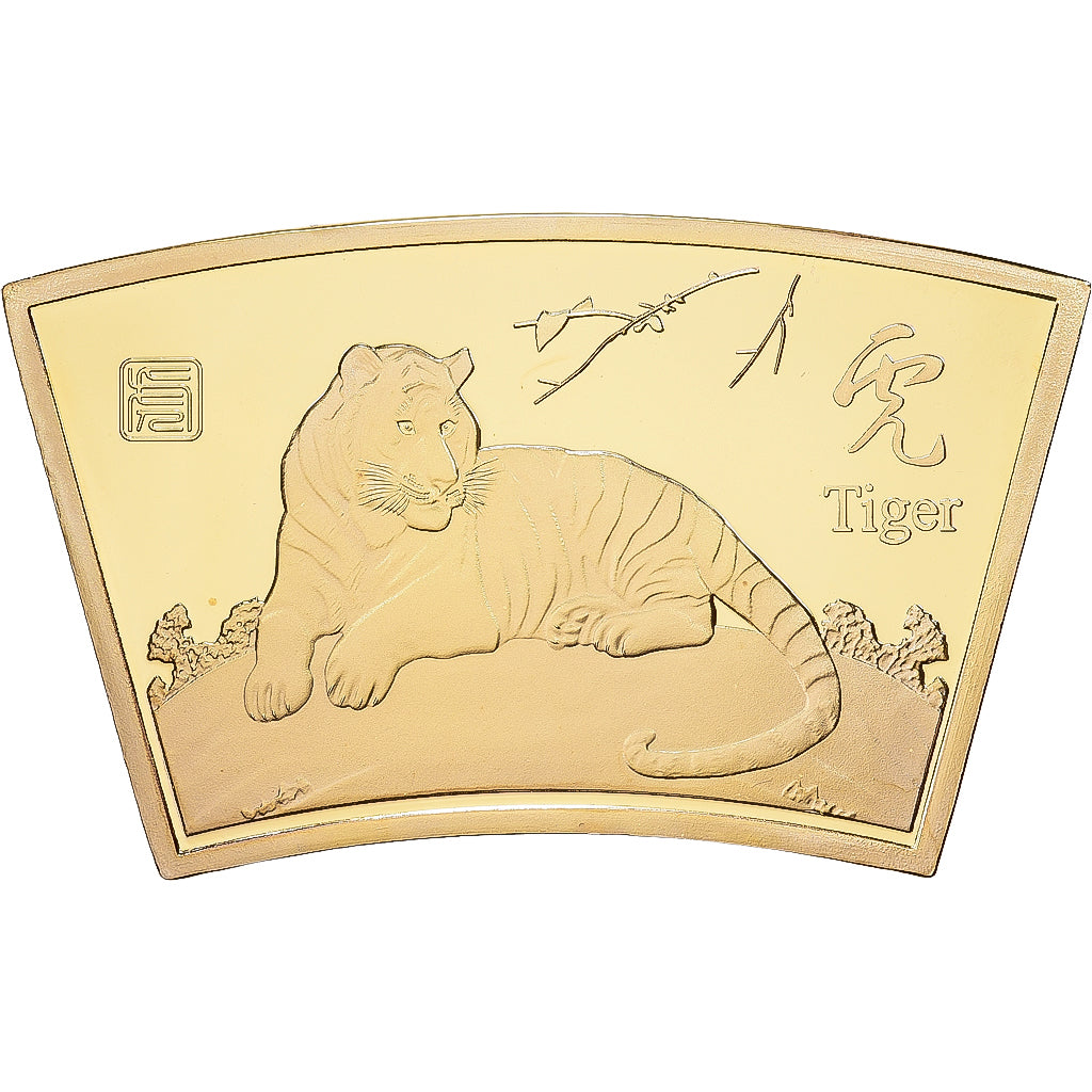 China, Medaille, Année du Tigre, Copper Gilt, STGL
