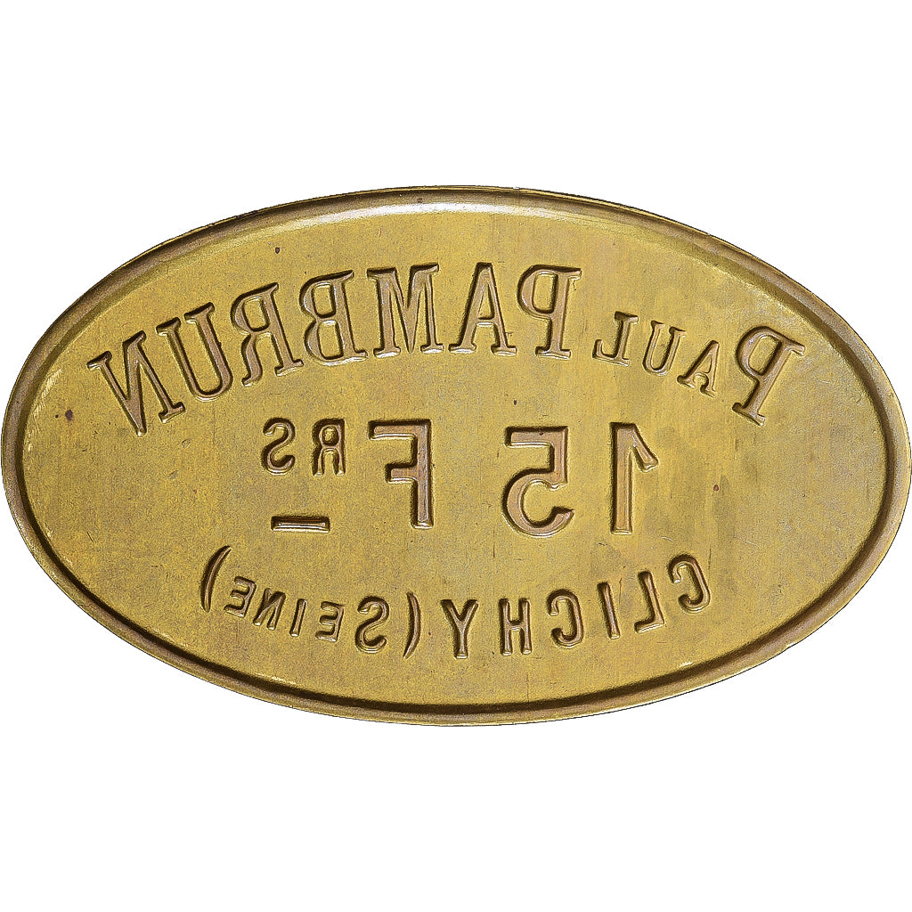 Frankreich, Épicerie Paul Pambrun, Clichy, 15 Francs, VZ, Messing