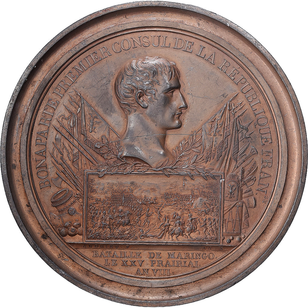 France, Medal, Napoleon Ier , Bataille de Marengo, An X (1802), Bronzed Tin