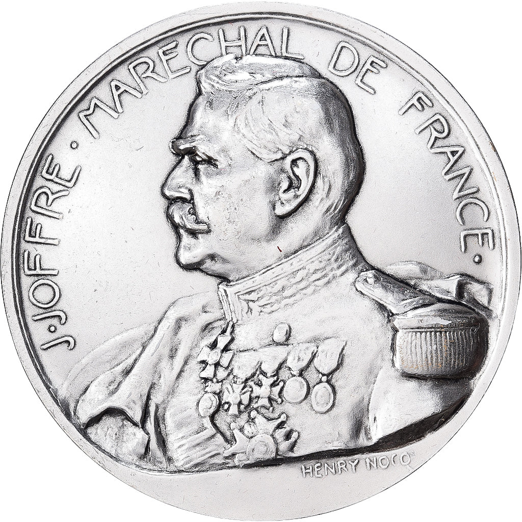 Francia, medaglia, J. Joffre Maréchal de France, Bronzo argentato, Henry Nocq