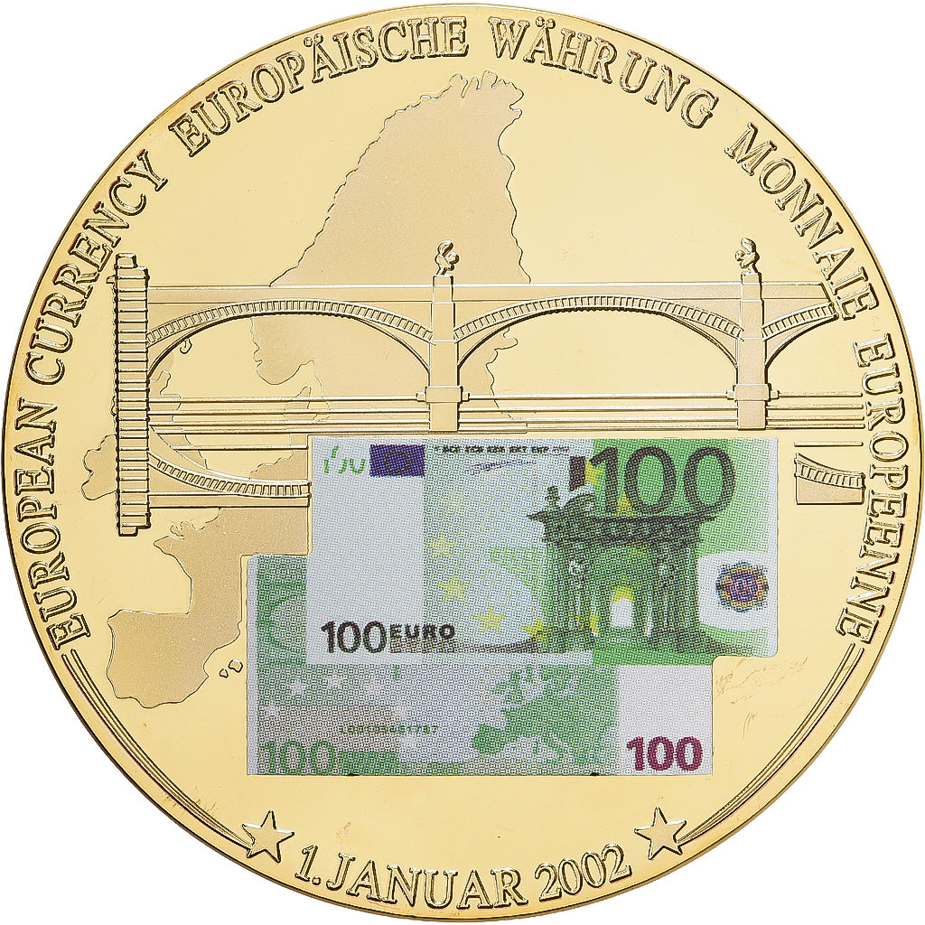 Francia, medaglia, Monnaie Européenne, Billet de 100 Euro, Rame dorato, SPL+