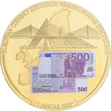 Frankrijk, Medaille, Monnaie Européenne, Billet de 500 Euros, Copper Gilt, UNC