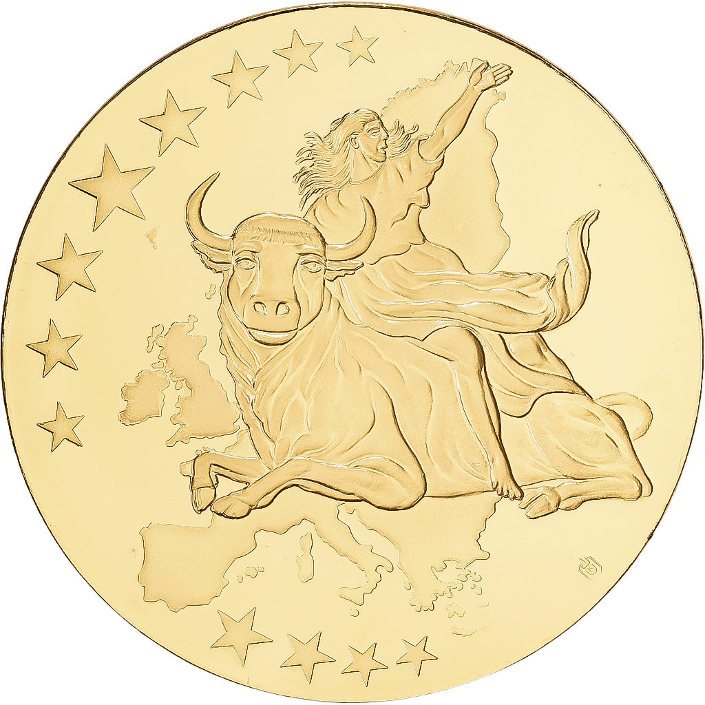Francia, medaglia, La Monnaie Européenne, Billet de 50 Euro, Rame dorato, SPL+