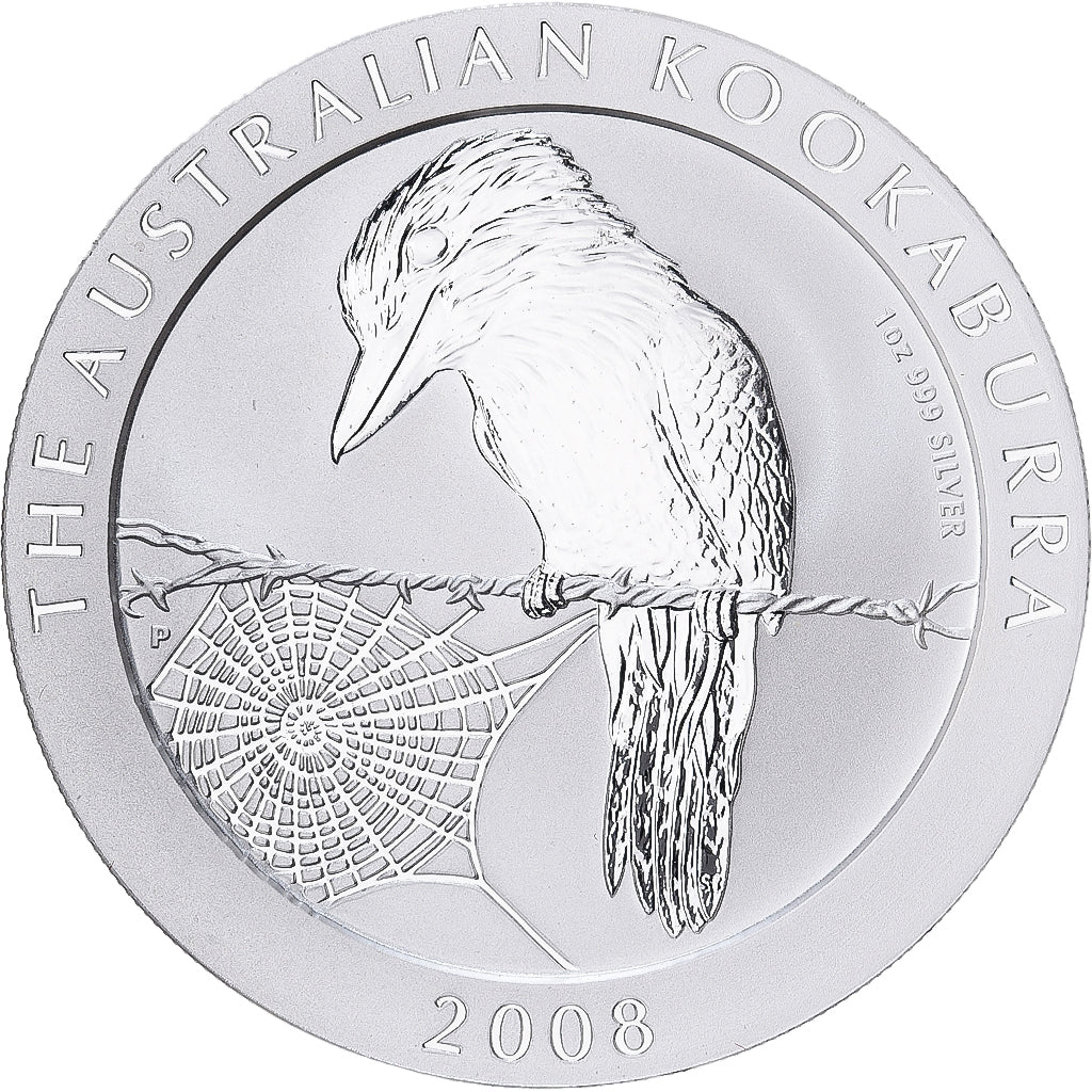 Austrália, Dollar, Kookaburra, 2008, 1 Oz, Prata, MS(65-70)