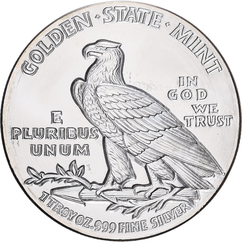 United States, 1 Oz, Indian Head, Golden State Mint, Bullion, Silver, MS(65-70)