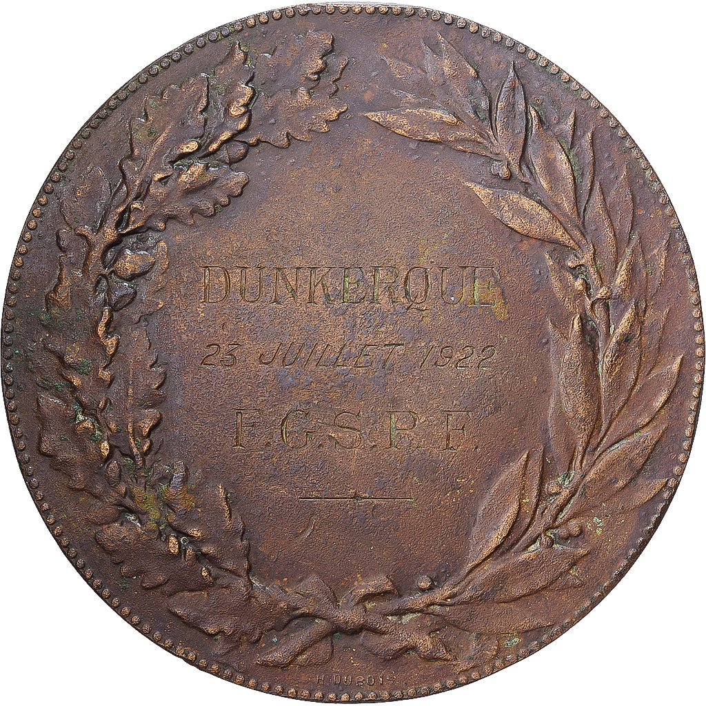 Francia, medaglia, Ville de Dunkerque, 1922, Bronzo, Dubois.H, MB+