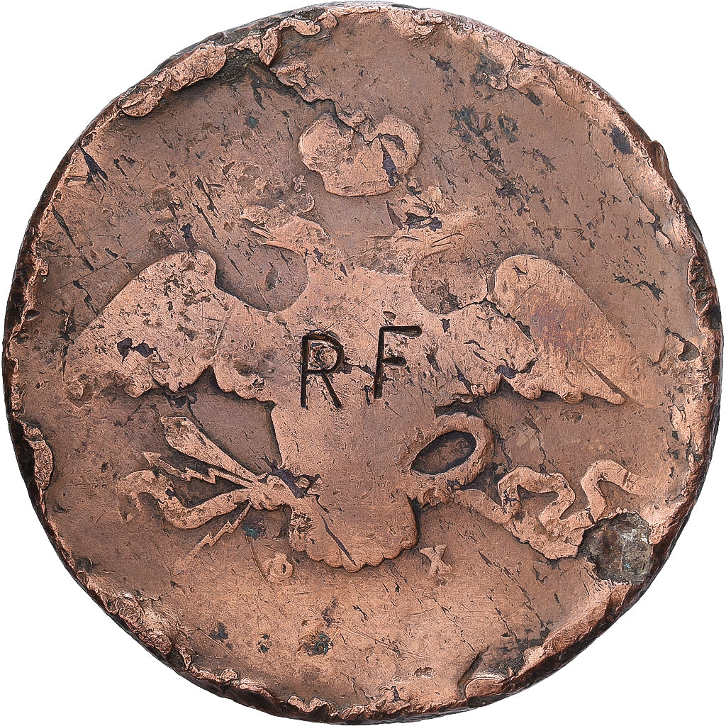 Russia, 10 Roubles, Uncertain date, Contremarque, Copper, F(12-15)