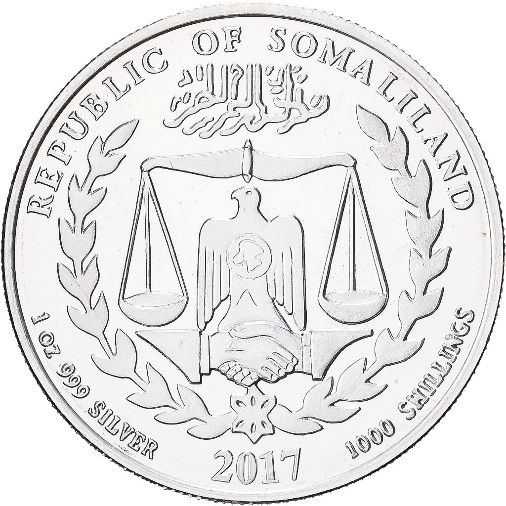 Somalilandia, 1000 Shillings, Year of the Rooster, 2017, 1 Oz, Plata, FDC