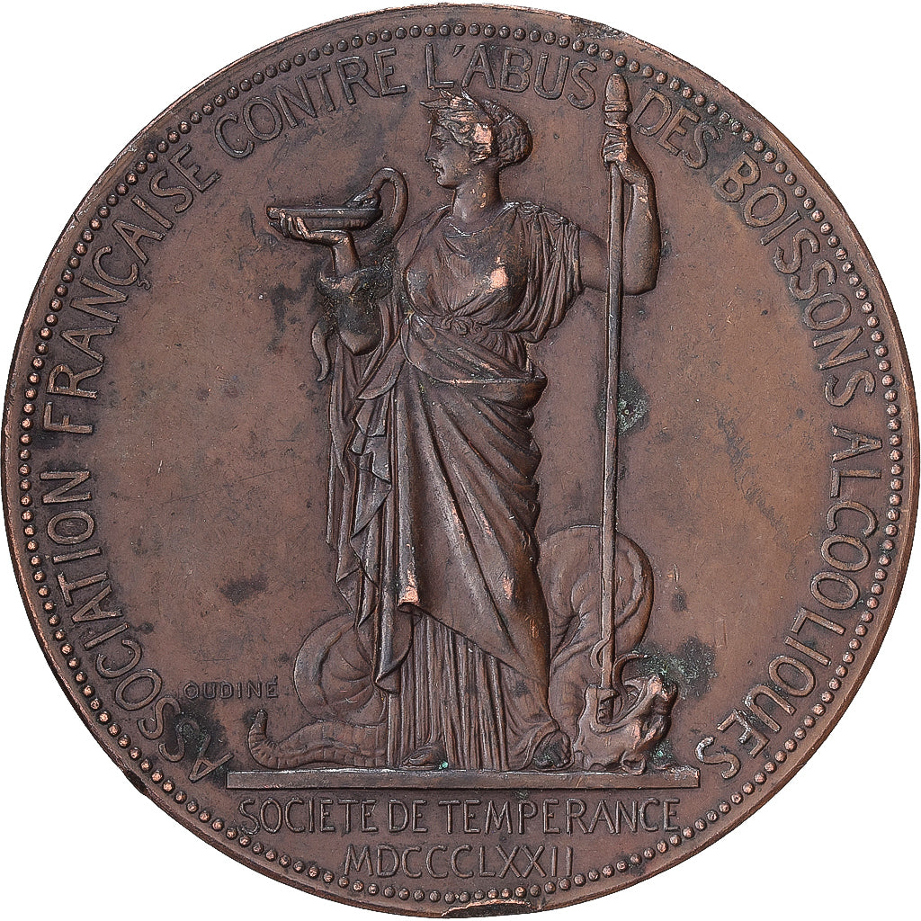 Francia, medalla, Abus des Boissons Alcooliques, Société de Tempérance, 1875