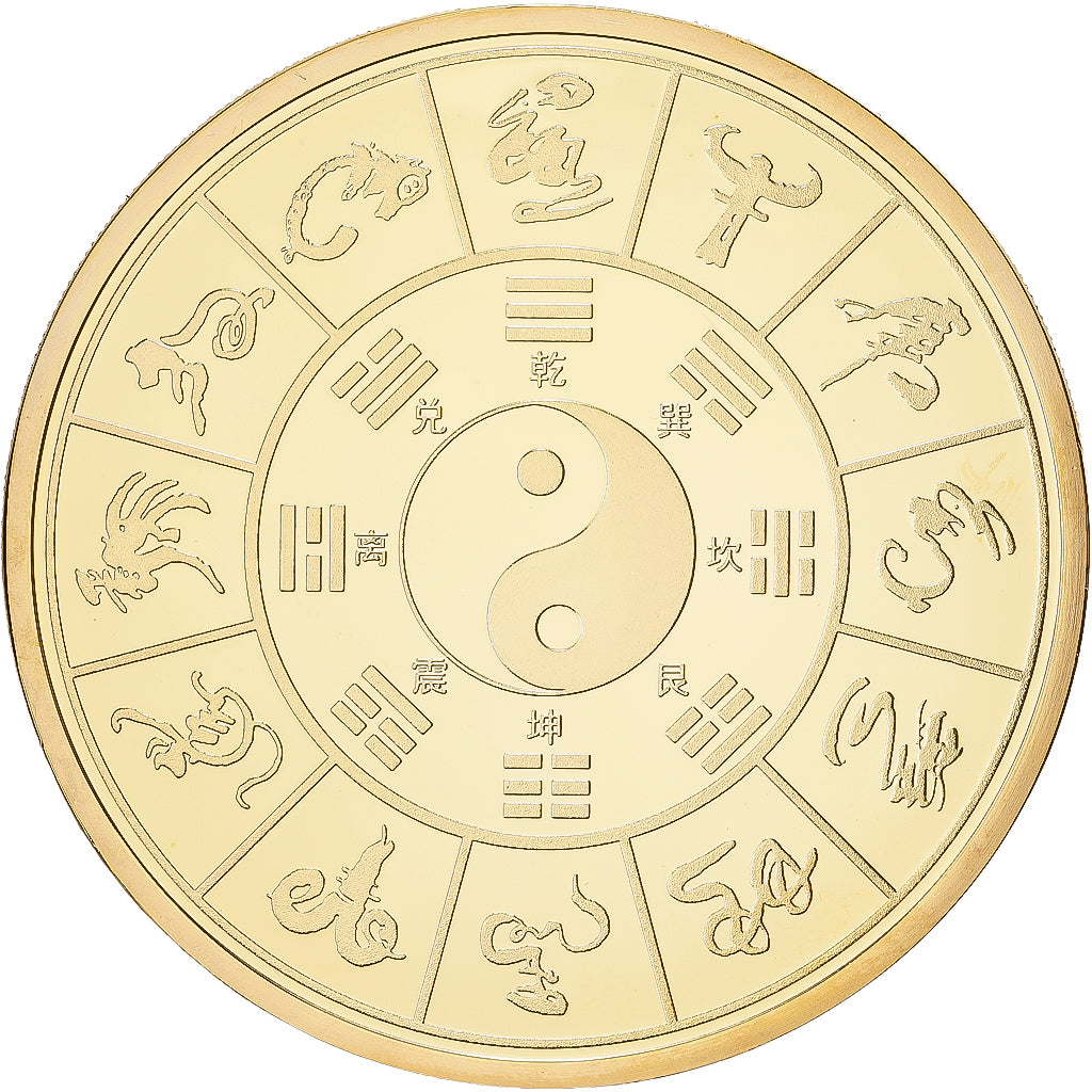 France, Médaille, Calendrier Chinois, Copper Gilt, SPL