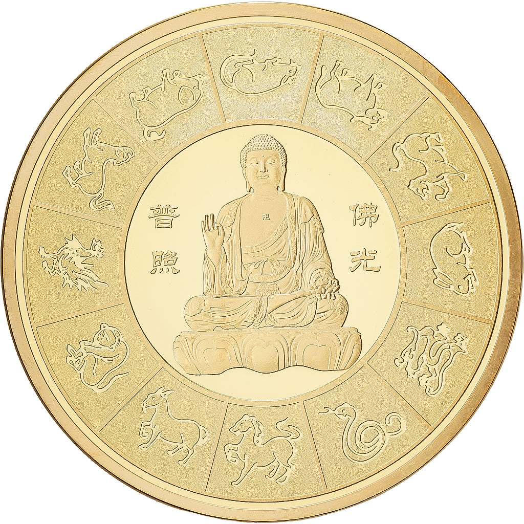 Frankrijk, Medaille, Calendrier Chinois, Copper Gilt, UNC-