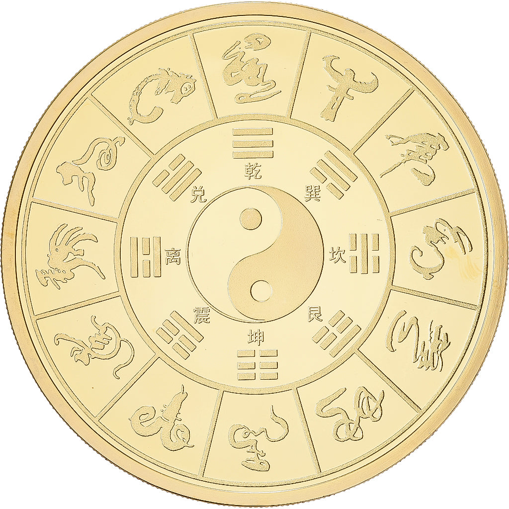 Frankrijk, Medaille, Calendrier Chinois, Copper Gilt, UNC-