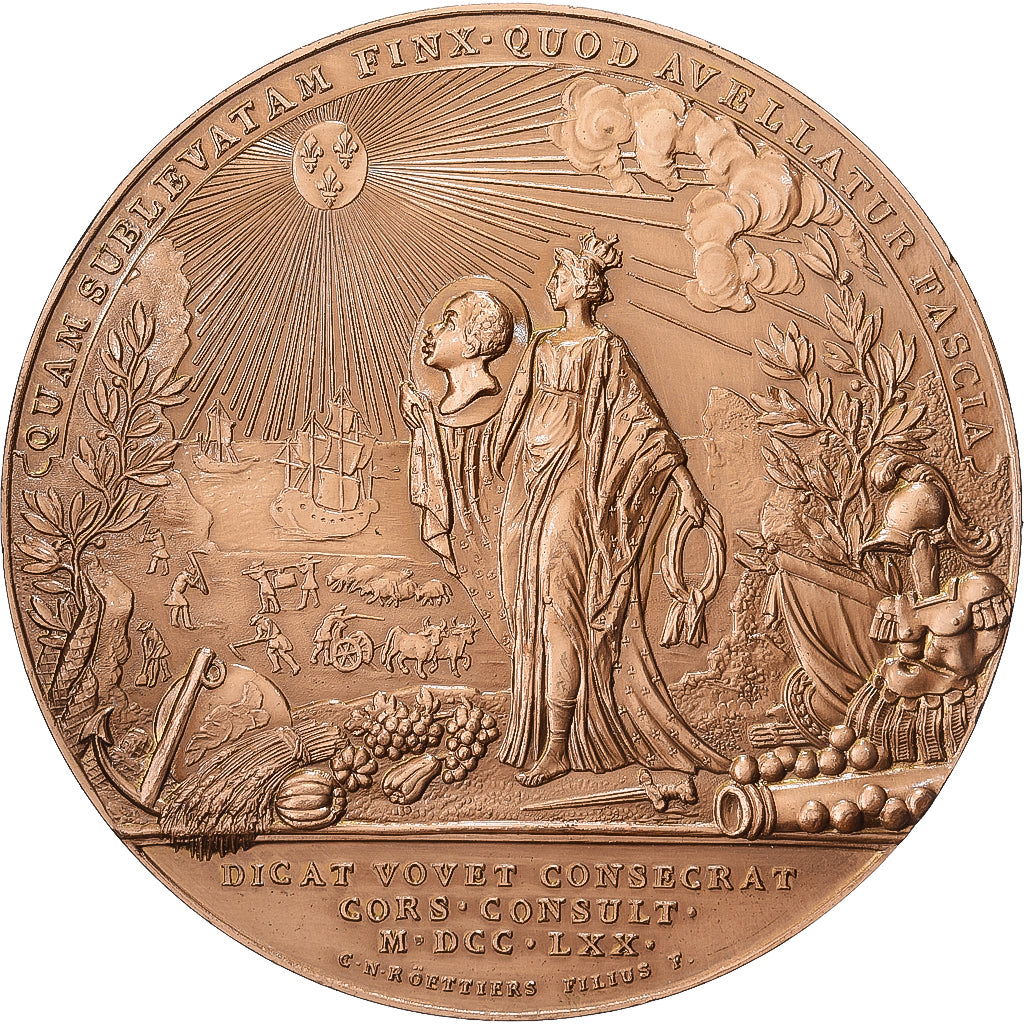 França, medalha, LOUIS XV, RATTACHEMENT DE LA CORSE À LA FRANCE, 1968, Bronze