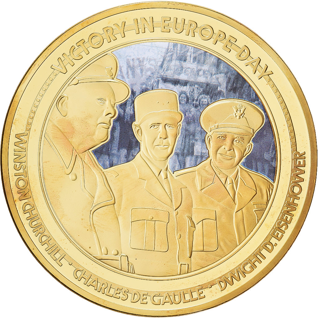 Frankrijk, Medaille, Victory in Europe Day, 2015, Copper Gilt, FDC