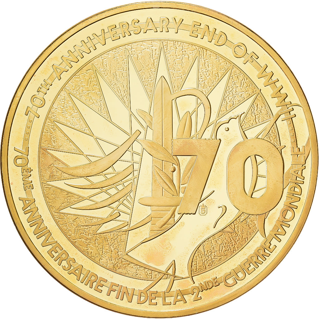 Frankrijk, Medaille, Victory in Europe Day, 2015, Copper Gilt, FDC