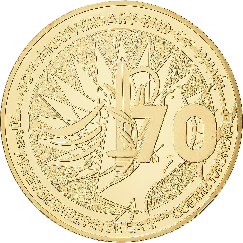 França, medalha, Général Charles de Gaulle, 2015, Cobre Dourado, MS(65-70)