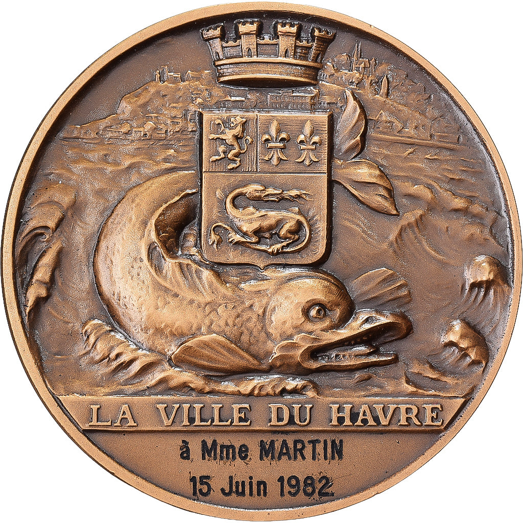 Frankrijk, Medaille, Le Havre, Porte Océane, 1982, Bronzen, Saladin, UNC-