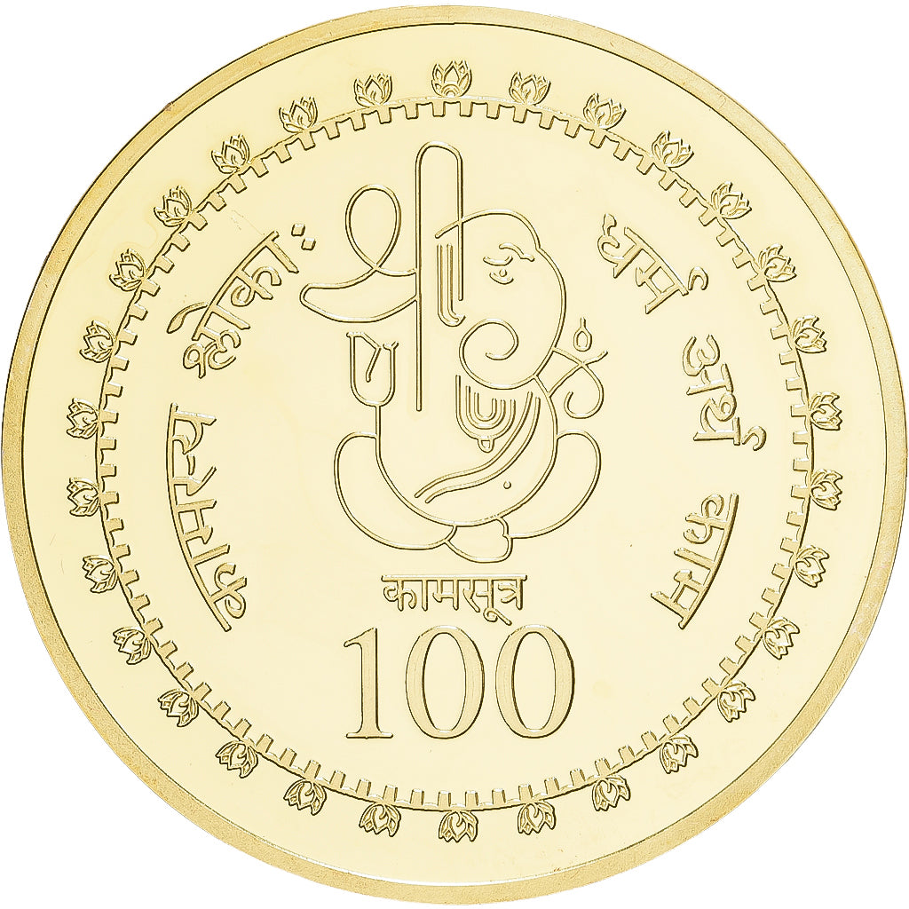 India, Medaille, 100 Rupia, Kamasutra, Copper-Nickel Gilt, STGL