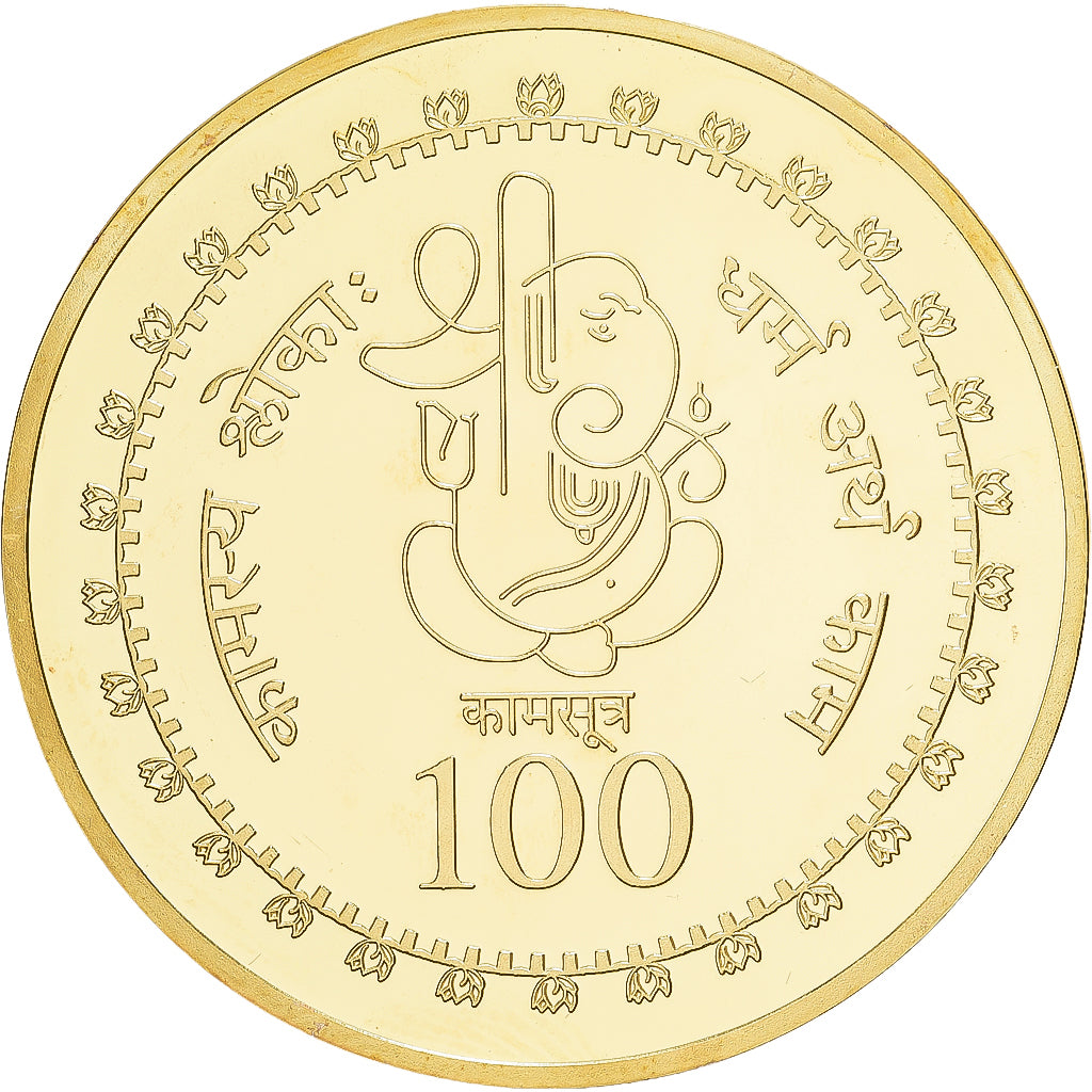 India, Medal, 100 Rupia, Kamasutra, Copper-Nickel Gilt, MS(65-70)